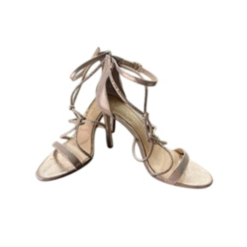 Jessica Simpson Josy Metallic Champagne Strappy Stiletto Heels Size 10M JS-JOSY